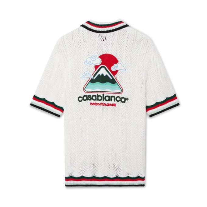 Baumwoll-Shirt „Montagne Ondulee“ mit kurzen Ärmeln und Häkeloptik