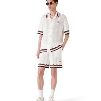 Baumwoll-Shirt „Montagne Ondulee“ mit kurzen Ärmeln und Häkeloptik