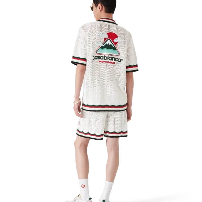 Baumwoll-Shirt „Montagne Ondulee“ mit kurzen Ärmeln und Häkeloptik