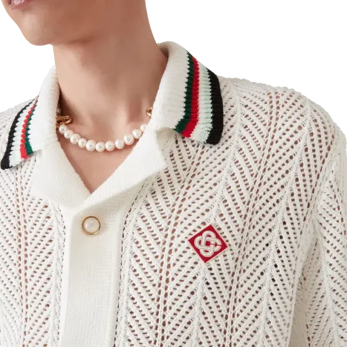 Baumwoll-Shirt „Montagne Ondulee“ mit kurzen Ärmeln und Häkeloptik