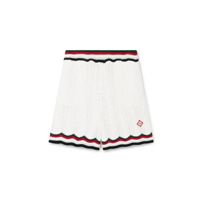 Baumwoll-Shorts mit Chevron-Häkelmuster