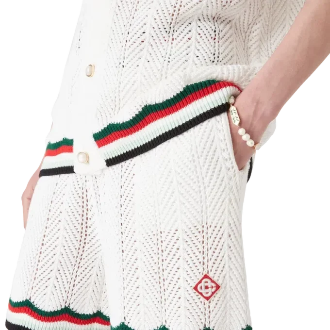 Baumwoll-Shorts mit Chevron-Häkelmuster