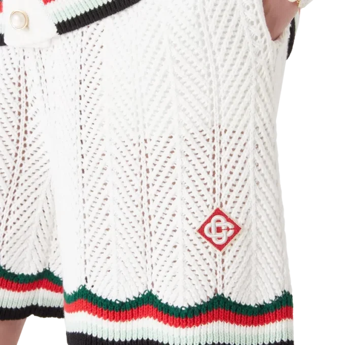 Baumwoll-Shorts mit Chevron-Häkelmuster
