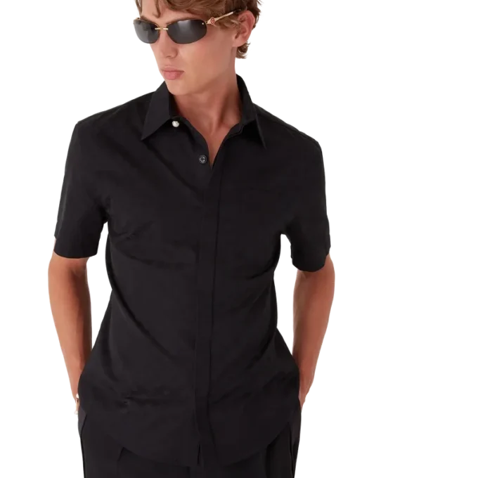 Baumwollhemd mit Monogramm und kurzen Ärmeln Baumwollhemd mit Monogramm und kurzen Ärmeln