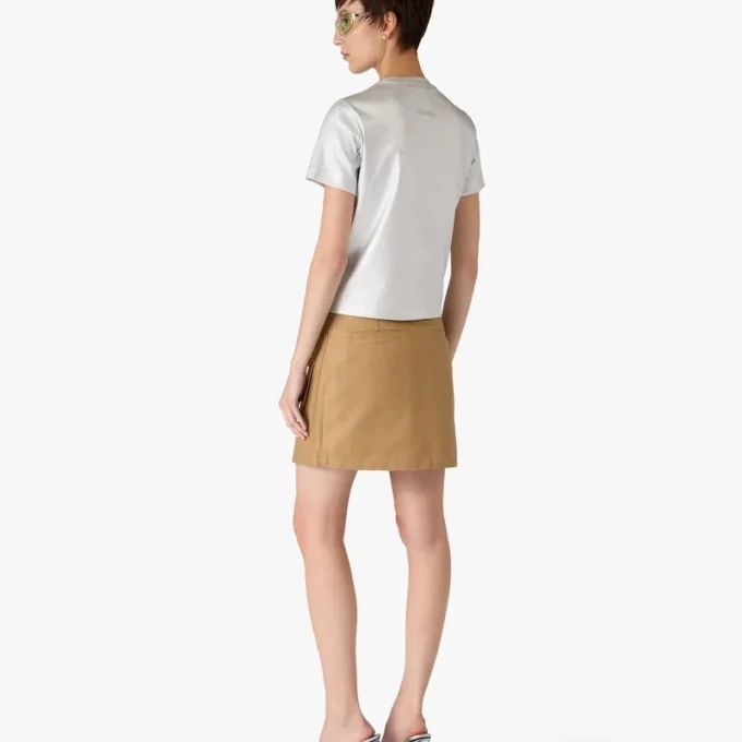 Beiger Baumwoll-Minirock mit Taschen