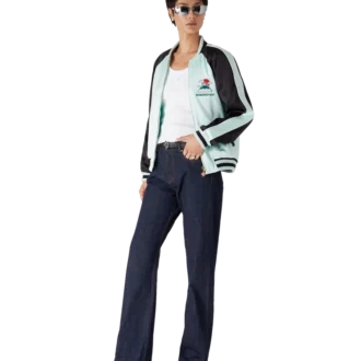 Bestickte Satin-Bomberjacke