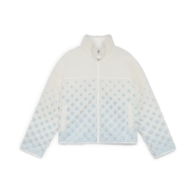 Bestickte, verkürzte Fleecejacke mit Monogramm in Farbverlauf