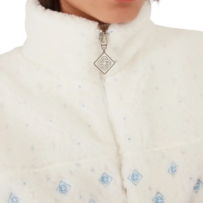 Bestickte, verkürzte Fleecejacke mit Monogramm in Farbverlauf