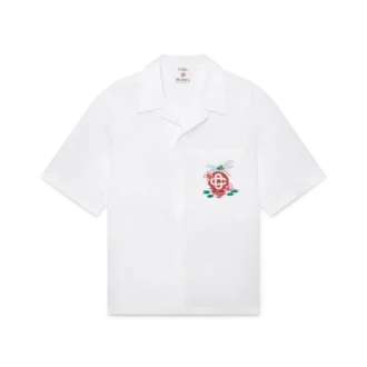 Besticktes Hemd mit kurzen Armen aus Baumwollpopeline