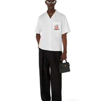 Besticktes Hemd mit kurzen Armen aus Baumwollpopeline