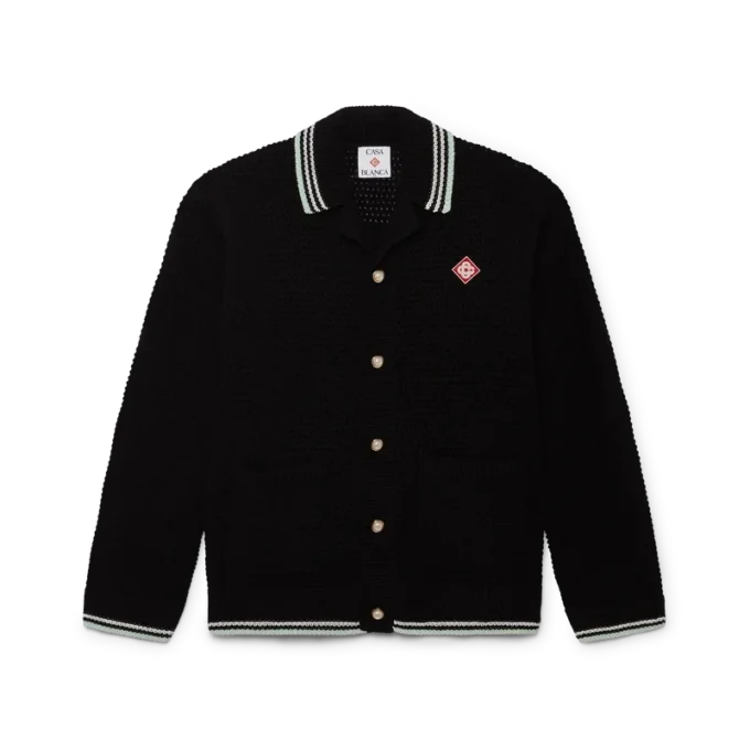 Besticktes Langarmhemd aus Baumwollhäkelstoff Besticktes Langarmhemd aus Baumwollhäkelstoff