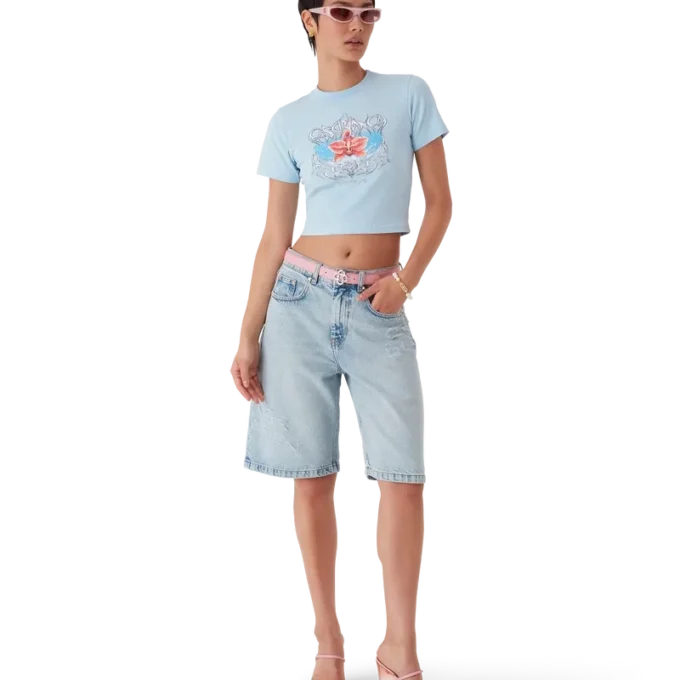 Blades Cropped Kurzarm-T-Shirt