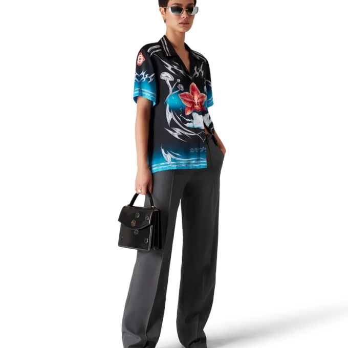 Blades Kurzarm-Hemd aus Seidensatin Blades Kurzarm-Hemd aus Seidensatin