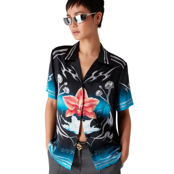 Blades Kurzarm-Hemd aus Seidensatin Blades Kurzarm-Hemd aus Seidensatin