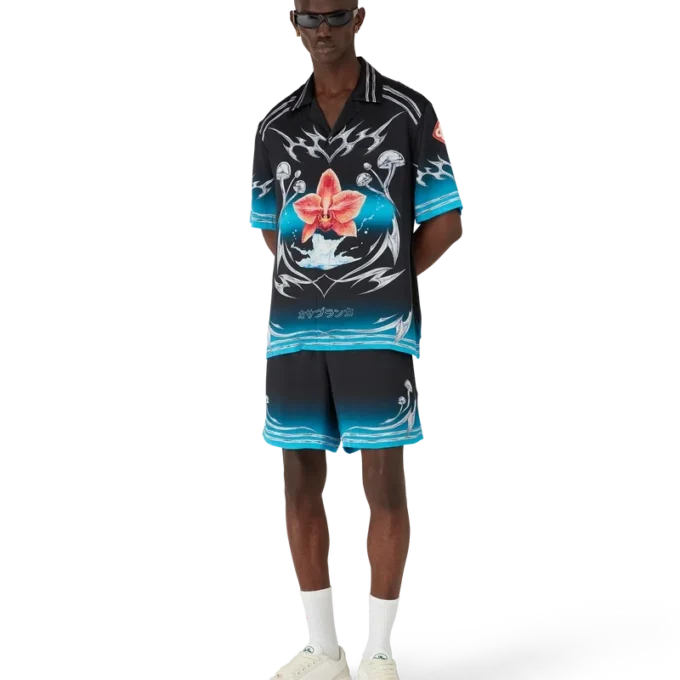 Blades Kurzarmhemd aus Seidensatin Blades Kurzarmhemd aus Seidensatin