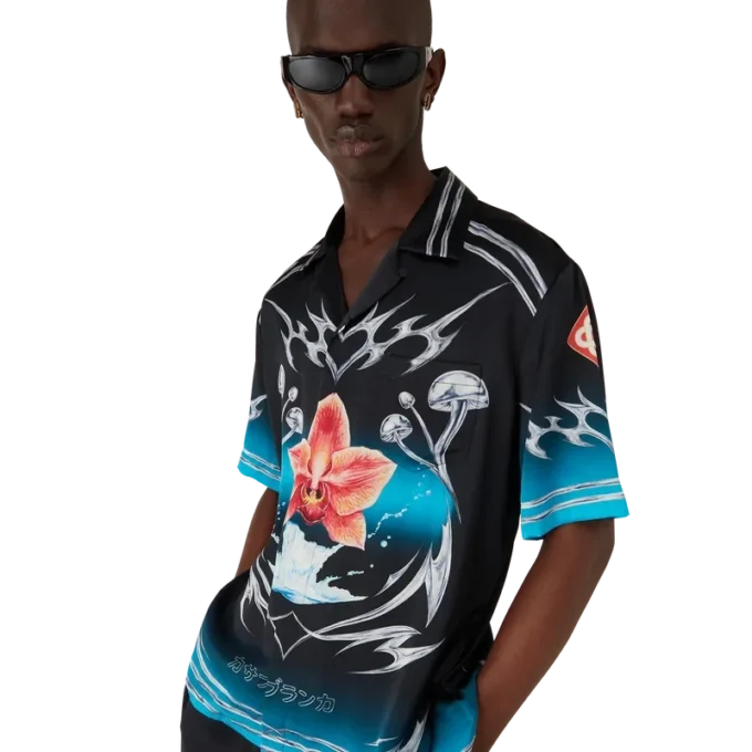 Blades Kurzarmhemd aus Seidensatin Blades Kurzarmhemd aus Seidensatin