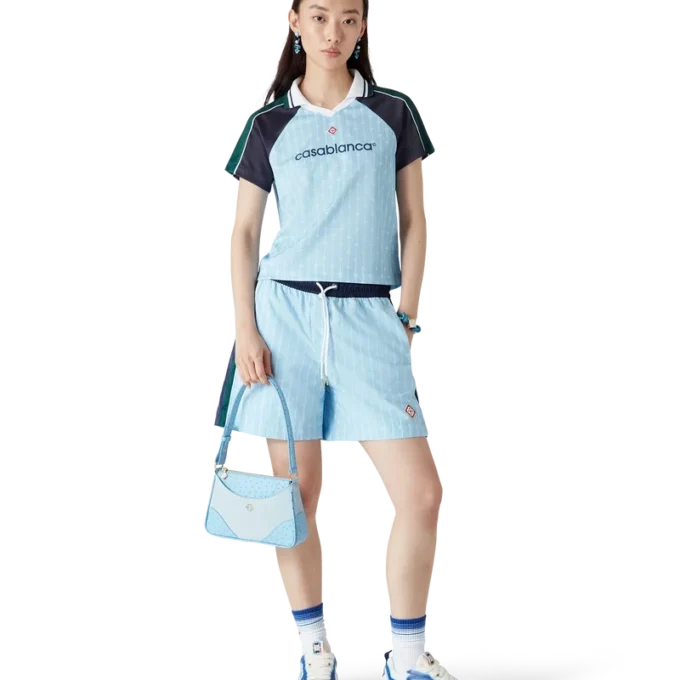 Blaue Jeanne Pochette-Umhängetasche