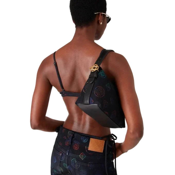 Blaue Ledertasche mit Logo Blaue Ledertasche mit Logo