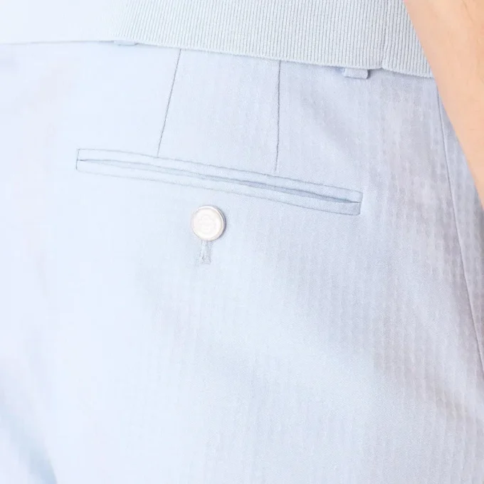 Blaue, maßgeschneiderte Jacquard-Hose mit Monogramm Blaue, maßgeschneiderte Jacquard-Hose mit Monogramm