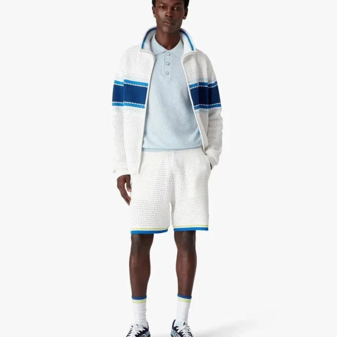 Blaues Pointelle-Monogramm-Poloshirt mit Shorts