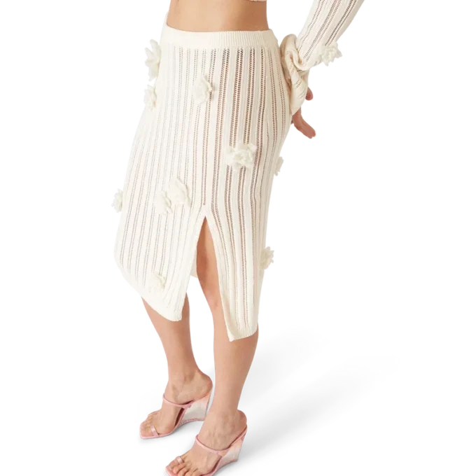 Blumen-Spitzen-Strickrock