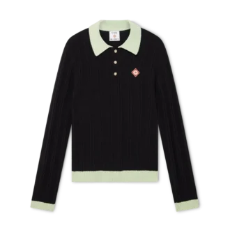 Bouclé-Poloshirt mit langen Ärmeln