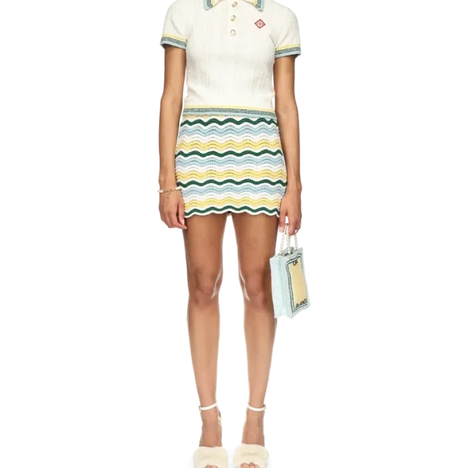 Bouclé-Rock mit Wellenmuster