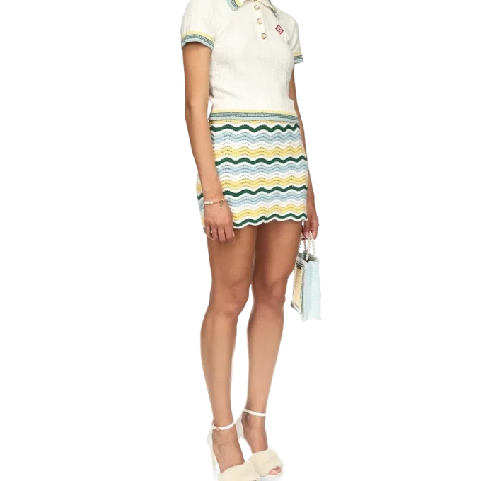 Bouclé-Rock mit Wellenmuster