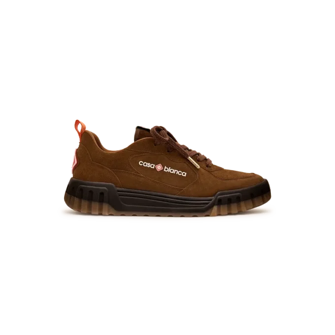 Brauner Court-Sneaker aus Wildleder für Damen