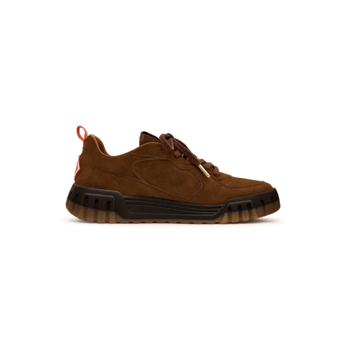 Brauner Court-Sneaker aus Wildleder für Damen