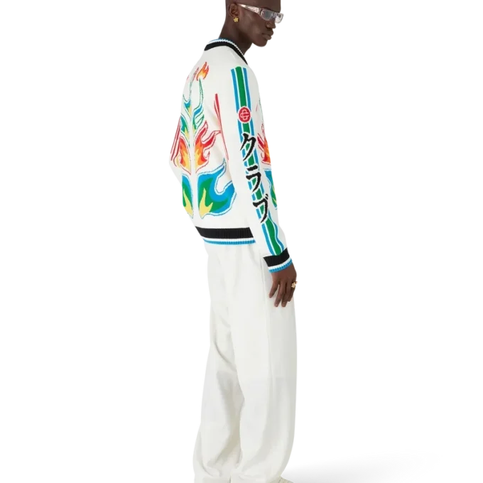 Casa Club-Jacke aus Baumwollstrick mit „Flame Laurel“-Motiv