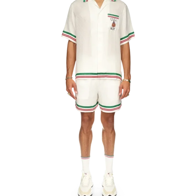 Casa Way Seidenhemd mit gestricktem Kragen