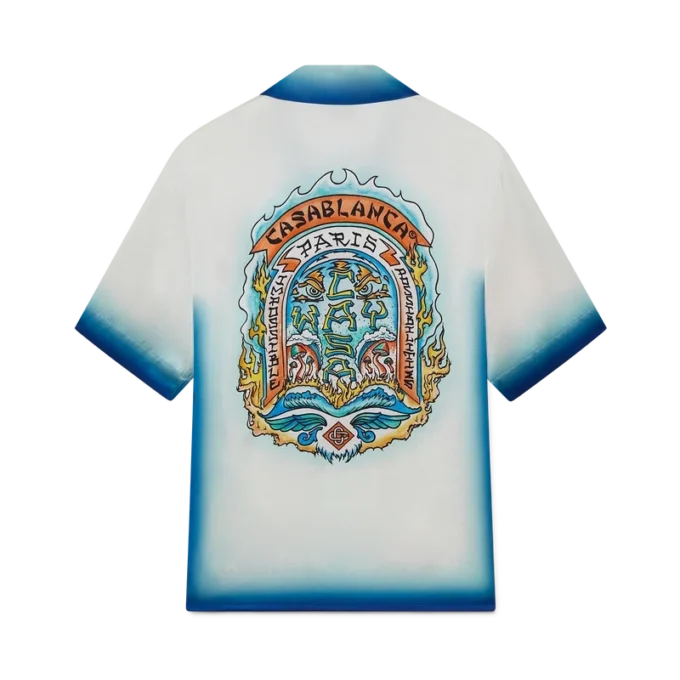 Casa Way Skate Shorts-Hemd mit Kurzarm und Seiden-Finish Casa Way Skate Shorts-Hemd mit Kurzarm und Seiden-Finish