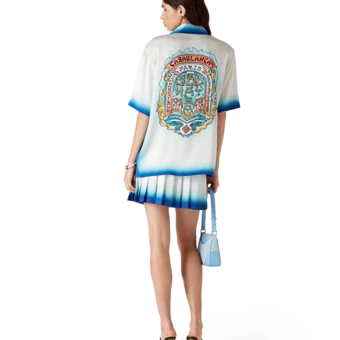 Casa Way Skate Shorts-Hemd mit Kurzarm und Seiden-Finish Casa Way Skate Shorts-Hemd mit Kurzarm und Seiden-Finish