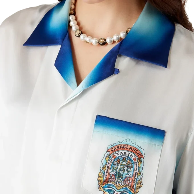 Casa Way Skate Shorts-Hemd mit Kurzarm und Seiden-Finish Casa Way Skate Shorts-Hemd mit Kurzarm und Seiden-Finish