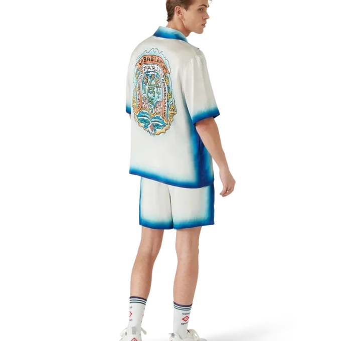 Casa Way Skate Shorts-Hemd mit Kurzarm und Seiden-Finish Casa Way Skate Shorts-Hemd mit Kurzarm und Seiden-Finish