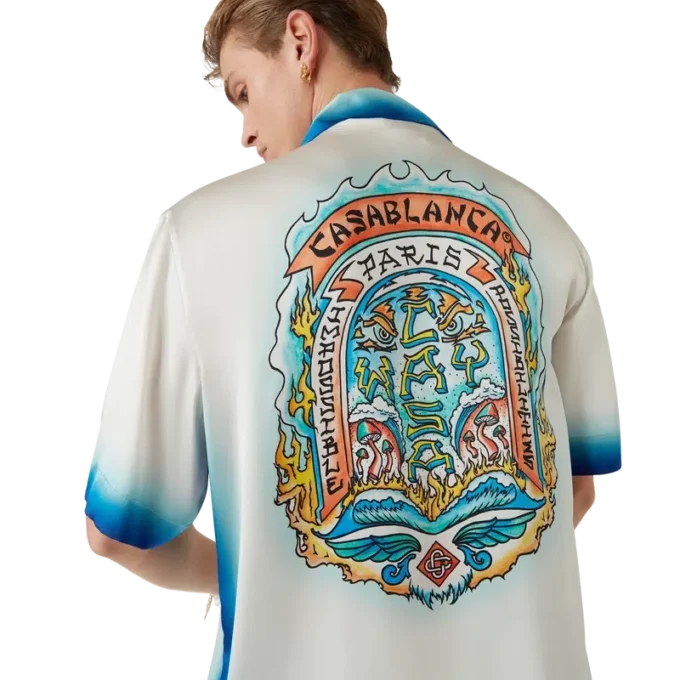 Casa Way Skate Shorts-Hemd mit Kurzarm und Seiden-Finish Casa Way Skate Shorts-Hemd mit Kurzarm und Seiden-Finish