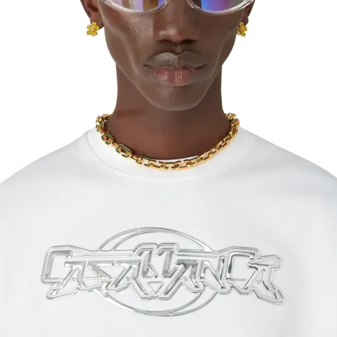 Casablanca Chrome Oversized-Short-T-Shirt mit kurzen Ärmeln