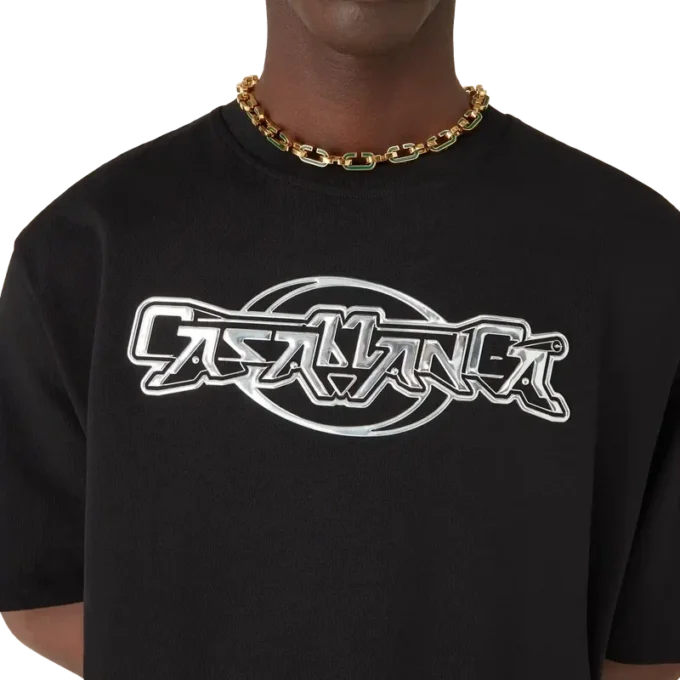Casablanca Chrome Oversized-Short-T-Shirt mit kurzen Ärmeln