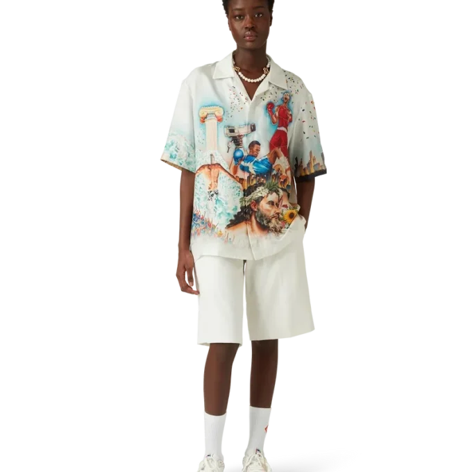 Celebration Du Sport Kurzarm-Seidenhemd