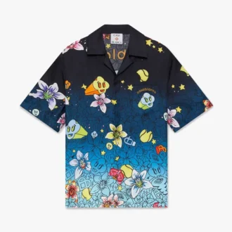 Collage D’icones Graphiques Kurzarm-Seidenhemd