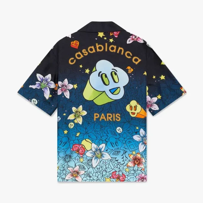 Collage D’icones Graphiques Kurzarm-Seidenhemd