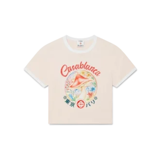 Cropped-T-Shirt mit Pilz-Emblem