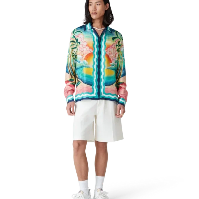 Danse De La Mer Langarm-Seidenhemd