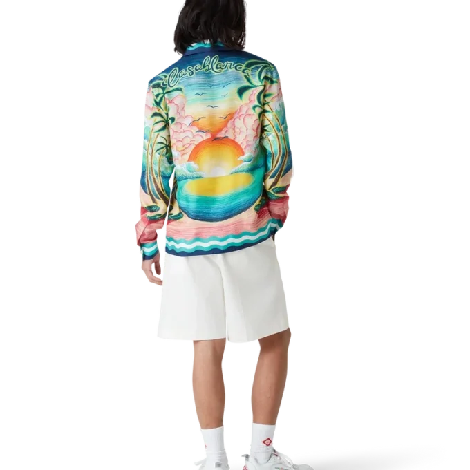 Danse De La Mer Langarm-Seidenhemd