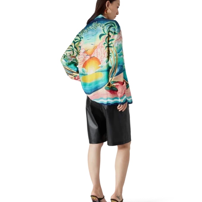 Danse De La Mer Langarm-Seidenhemd