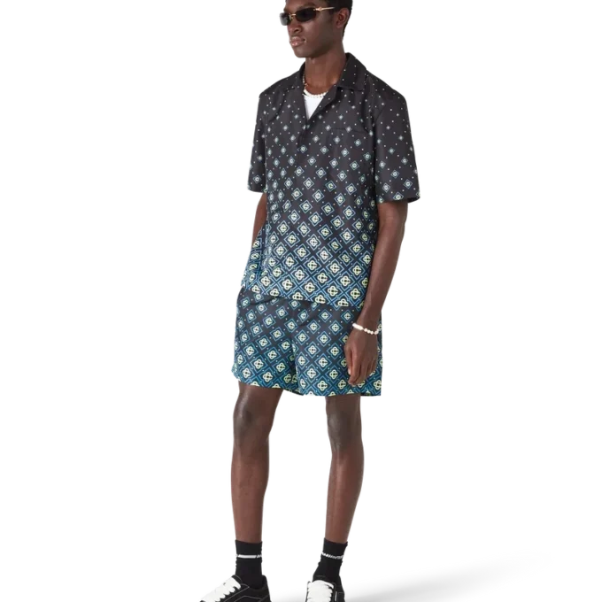 Degrade Black Monogram Shorts mit Kurzarm-Bademode