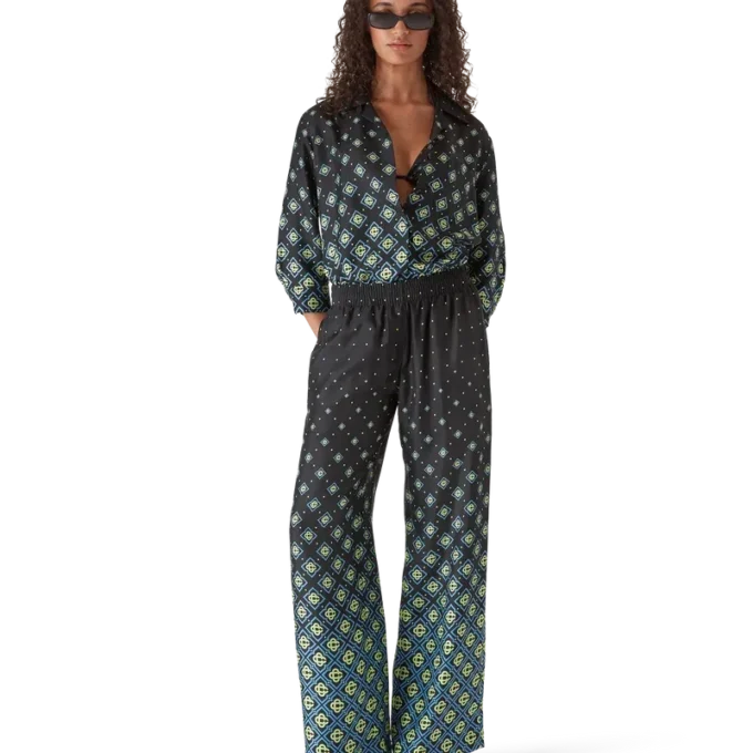 Degrade Monogram Langarm-Seidenhemd