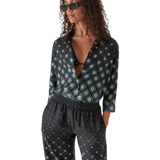 Degrade Monogram Langarm-Seidenhemd