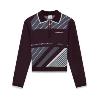 Diagonal Tennis Merino Langarm-Poloshirt